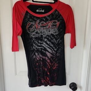 Sinful Red and Black Raglan Tee